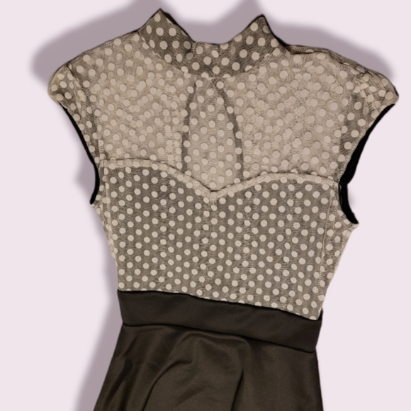 Mystic vintage polkadot sweatheart highwaist dress size 4 black and grey - Picture 4 of 7
